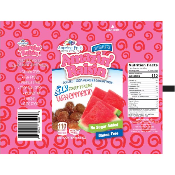 Raisin Watermelon 1.3 oz., PK250, Amazin Raisin, Mfr#: AA20A0A3E0