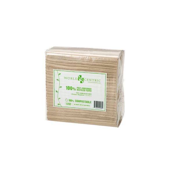 15"x16" 2 Ply 100% Post Consumer Recycled Paper Dinner Napkin, PK3000, World Centric, Mfr#: NP-SC-DN