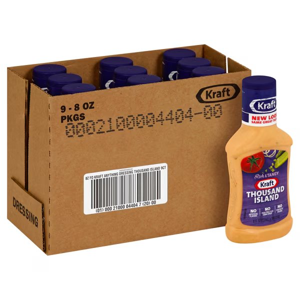 Kraft Thousand Island Dressing 8 fl. oz. Bottles, PK9, Kraft, Mfr#: 00021000044047