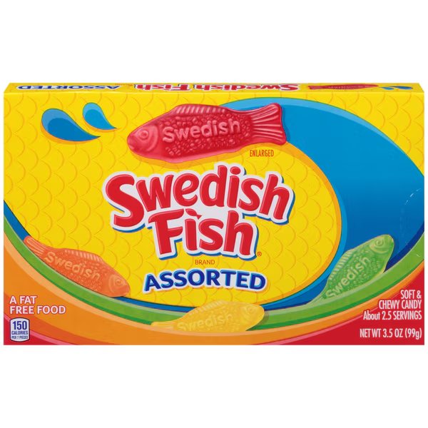 3.5 oz. Swedish Fish Assorted Box, PK12, Swedish Fish, Mfr#: 3451