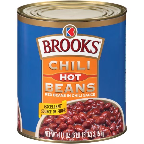 Brooks Chili Hot Beans Red Beans In Chili Sauce 111 oz., PK6, Brooks, Mfr#: 2300096565