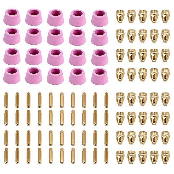 100 Plasma Cutter Consumables, 40-Nozzles 40-Electrodes 20-Ceramic Cups for CUT-50 CUT-55M CTS-200, Amico Electric, Mfr#: CUT50-G100