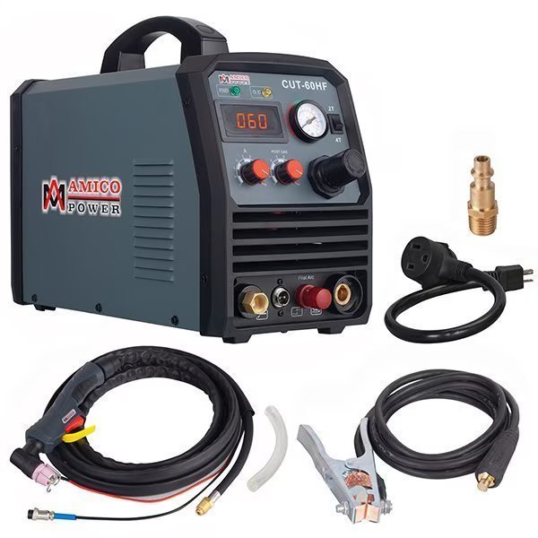 60 Amp Non-touch Pilot Arc Plasma Cutter, Pro. 100~250V Wide Voltage, 4/5 in. Clean Cut Cutting., Amico Electric, Mfr#: CUT-60HF