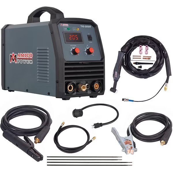 205A HF-TIG Arc Stick DC Inverter Welder, 100% Start, 80% Duty Cycle, 100-250V Wide Voltage Weldin, Amico Electric, Mfr#: TIG-205HF