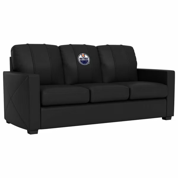 Silver Sofa with Edmonton Oilers Logo, Dreamseat, Mfr#: XZ7759001SOCDBK-PSNHL41010