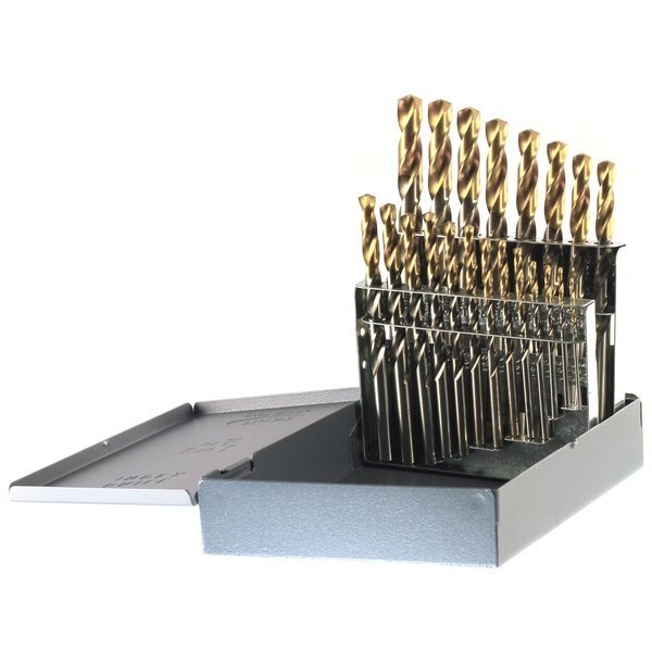 21PC TiN Tipped Drill Set 1/16-3/8 BY 64ths, Drillco, Mfr#: 450T21