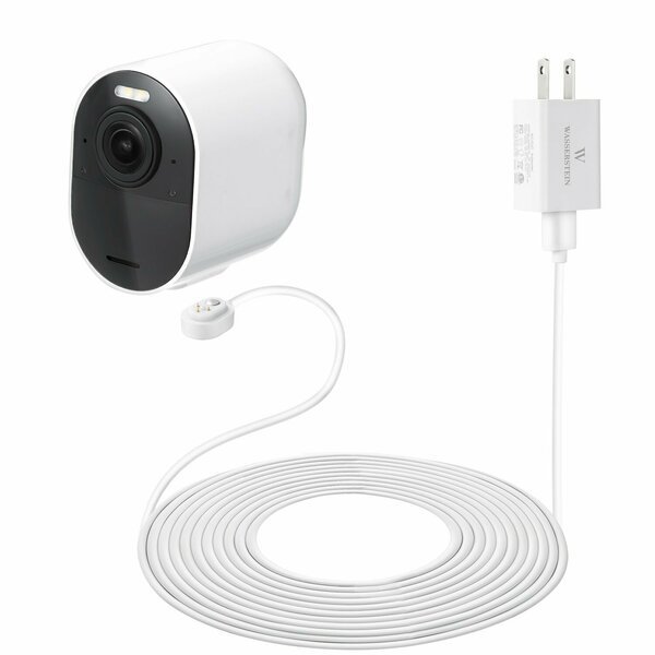 Charging Cable, 6ft, with Charge Adapter, Weatherproof, for Arlo Ultra/Ultra 2/Pro 3/Pro 4, White, Wasserstein, Mfr#: ArloUltraOutCaQC6ftWhtUS