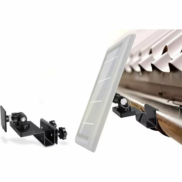 Gutter Mount, for Ring, Arlo, Blink, Reolink Cams, Compatible, Solar Panels, Black, Wasserstein, Mfr#: GutterSolarBlkUSA