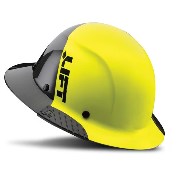 Hard Hat Carbon Fiber Full Brim 50-50 (Yellow/Black)