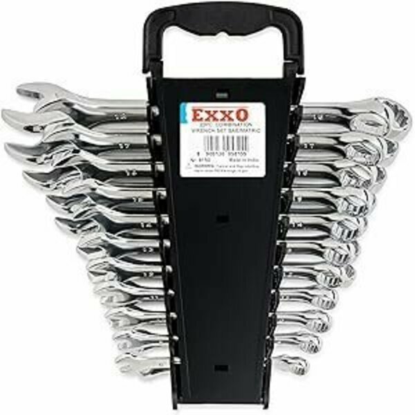 22 Piece Combination Wrench Set, 8-18mm, Chrome Vanadium Steel, Exxo, Mfr#: 8150