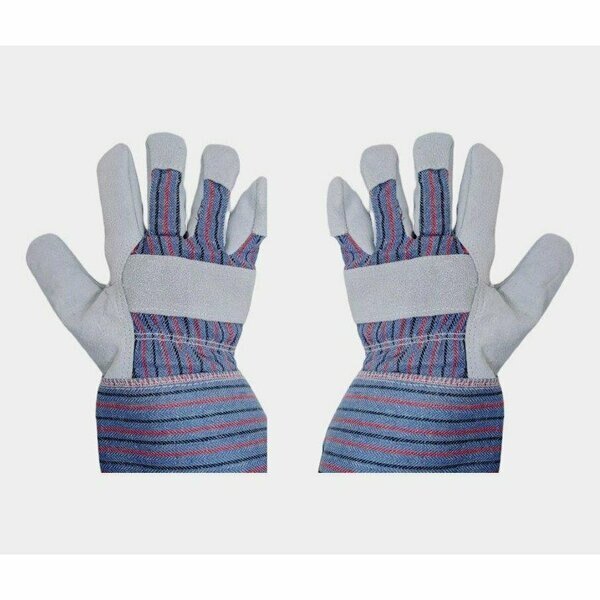 Split Heavy Duty Leather Work Gloves, Grey, Large, 3PK, Exxo, Mfr#: 9101-3