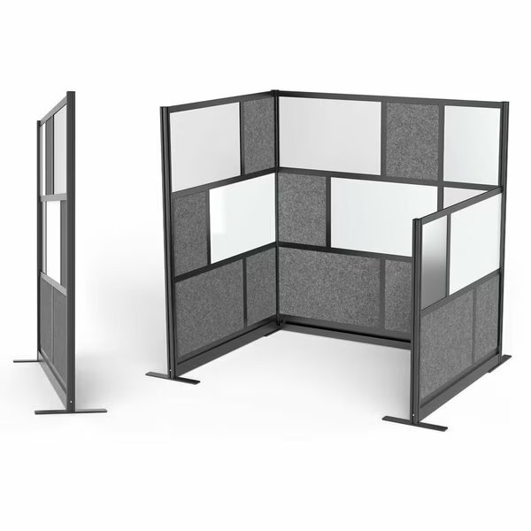 Modular Wall Room Divider System - Black Frame - 53in. x 48in. Add-On Wall, Luxor, Mfr#: MW-5348-XCGB