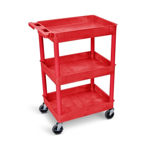 3 SHELF RED TUB CART WITH, Luxor, Mfr#: RDSTC111RD