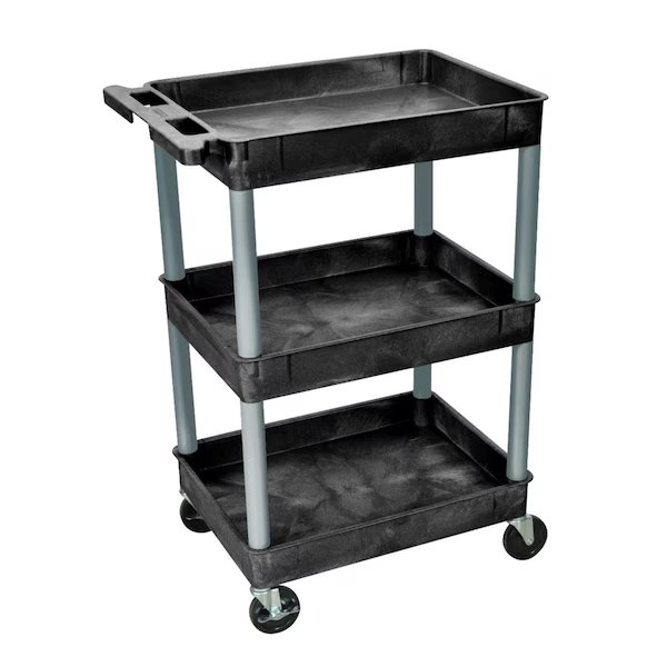 Tub Cart with Three Shelves, 24" x 18", Luxor, Mfr#: BKSTC111GY
