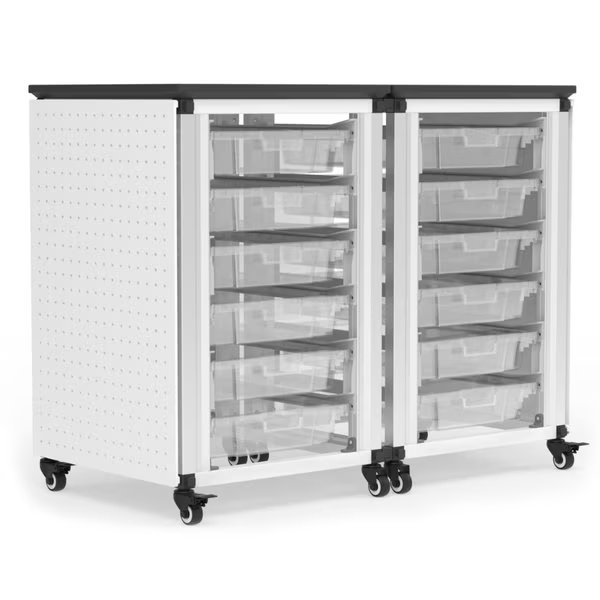 Modular Classroom Storage Cabinet - 2 side-by-side modules with 12 small bins, Luxor, Mfr#: MBS-STR-21-12S