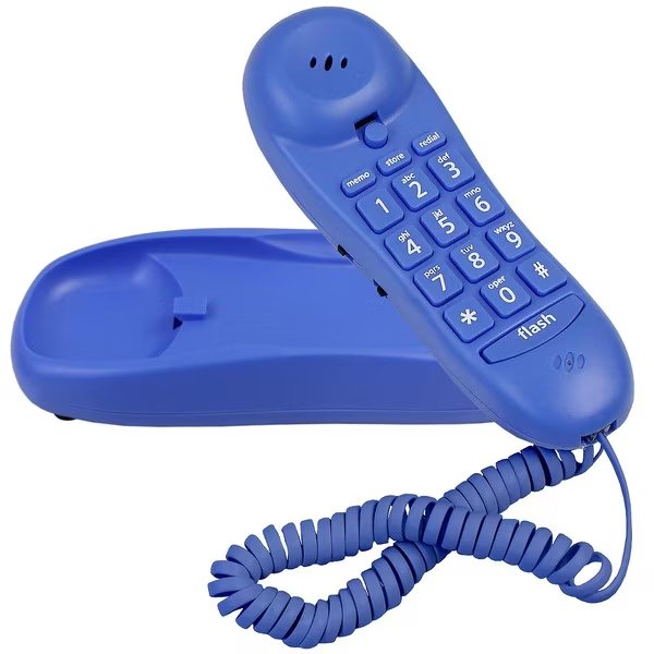 Slimline Blue Colored Phone For Wall Or Desk With Memory, Blue Donuts, Mfr#: BD3473632