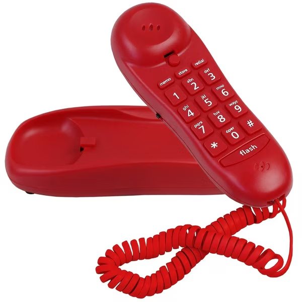 Slimline Red Colored Phone For Wall Or Desk With Memory, Blue Donuts, Mfr#: BD3496711