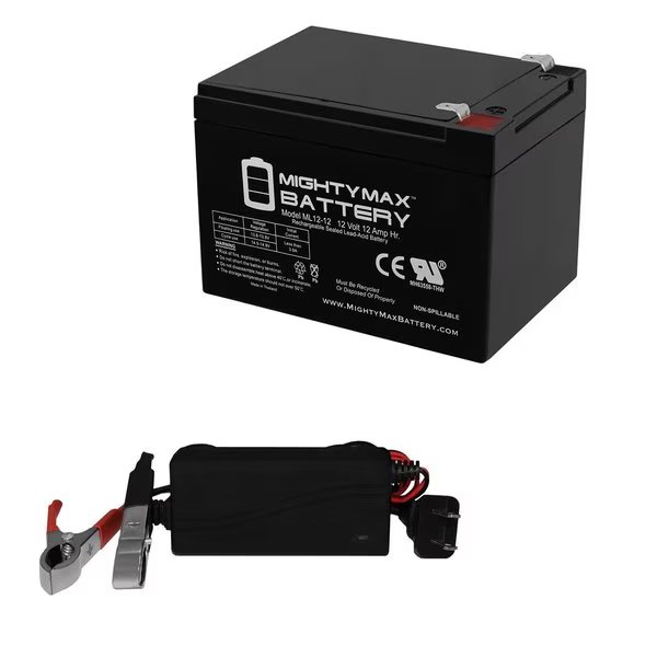 12V 12AH Replaces Universal Power 85957 UB12120FR With 12V 1Amp Charger, Mighty Max Battery, Mfr#: MAX3899542