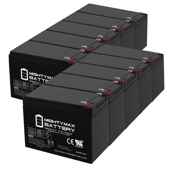 ML15-12 12V 15AH F2 BATTERY REPLACEMENT FOR Zida 500WF36VC, 500 WF 36VC - 10PK, Mighty Max Battery, Mfr#: MAX3439705