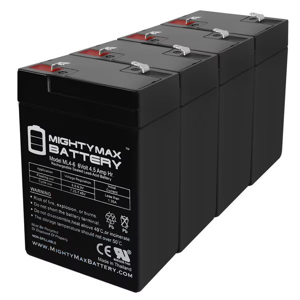 6V 4Ah Compatible Battery for UPS APC AP370 - 4 Pack, Mighty Max Battery, Mfr#: ML4-6MP4810615