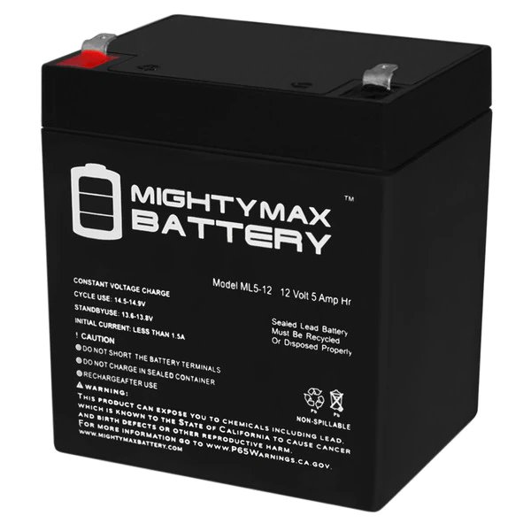 12V 5AH Battery Replacement for Black Decker 243215 + 12V Charger, Mighty Max Battery, Mfr#: ML5-12CHRGR432085