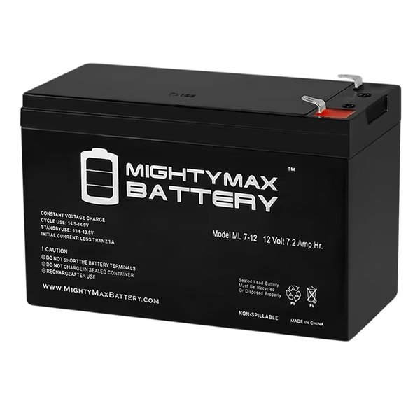 12V 7.2AH Battery for Liftmaster CSL-24VDC Gate + 12V 1Amp Charger, Mighty Max Battery, Mfr#: ML7-12CHCOMBO19145147834