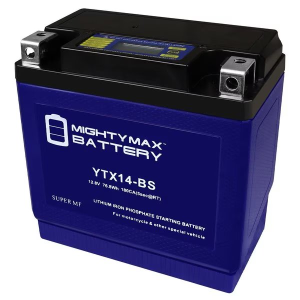 YTX14-BS Lithium Replacement Battery Compatible with ATV Power Sport ETX14-BS, Mighty Max Battery, Mfr#: MAX3883326