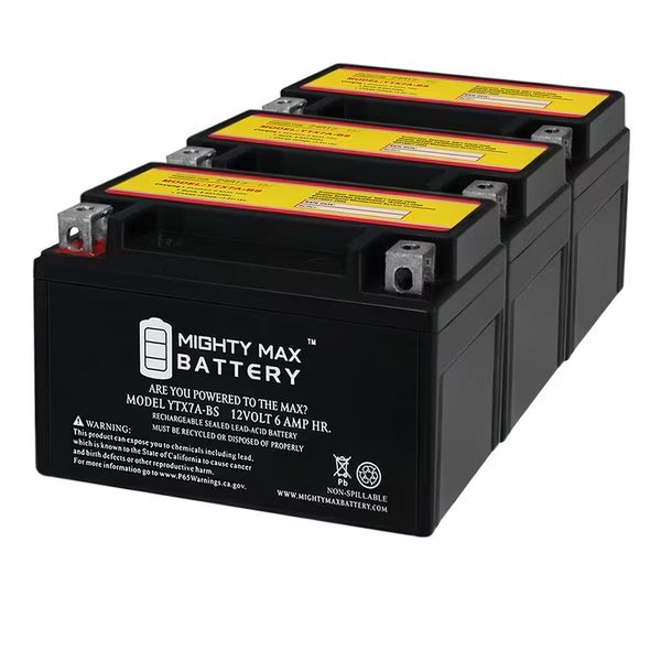 YTX7A-BS Battery Replaces Peugeot 125CC Vivacity Sixties - 3PK, Mighty Max Battery, Mfr#: MAX3861873