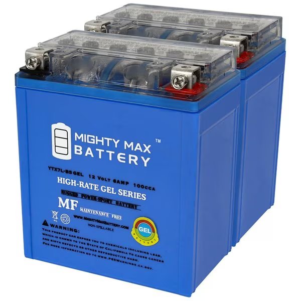 YTX7L-BSGEL 12V 6AH Replacement Battery Compatible with Suzuki 125 GZ Marauder  Van-350 - 2PK, Mighty Max Battery, Mfr#: MAX4000660
