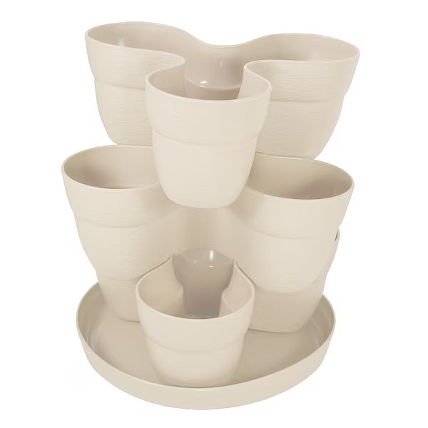 Stackable Flower Tower Planter, Holds up to 9 Plants, Great Both Indoors and Outdoors, White, Emsco Group, Mfr#: 2384-1