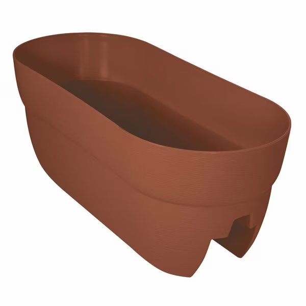 Self-Watering Rail Planter Grow Box, 24in Wthrprf Resin Planter, Up to 6in Railings, Terracotta, Emsco Group, Mfr#: 2431-1