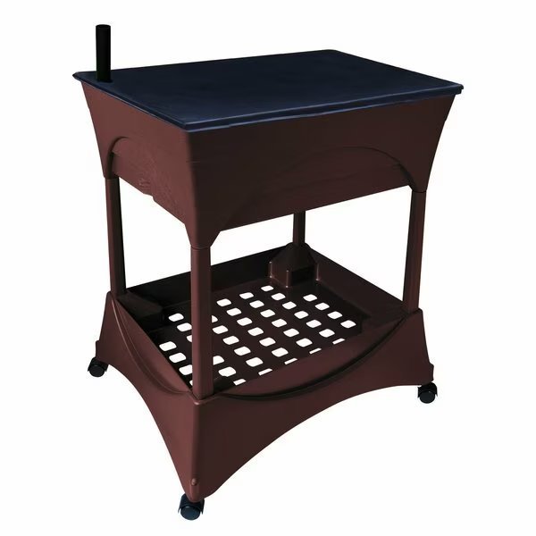 Raised Bed Grow Box, With 30in Stand, 4 Casters, and Supply Storage Grate, Self-Watering, Brown, Emsco Group, Mfr#: 2336