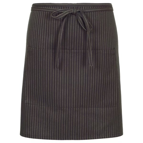 Waist Apron, Half Bistro, F28, Charcoal Pinstripe, Fame Fabrics, Mfr#: 83438