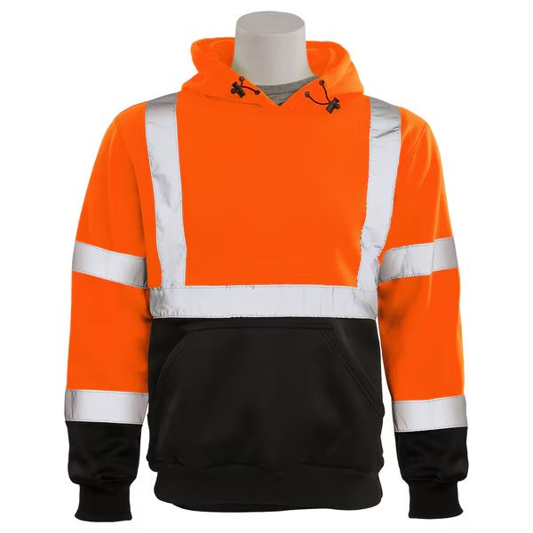 Sweatshirt, Fleece, Pullover, Class 3, W376B, Hi-Viz Orange, MD, Erb Safety, Mfr#: 61943