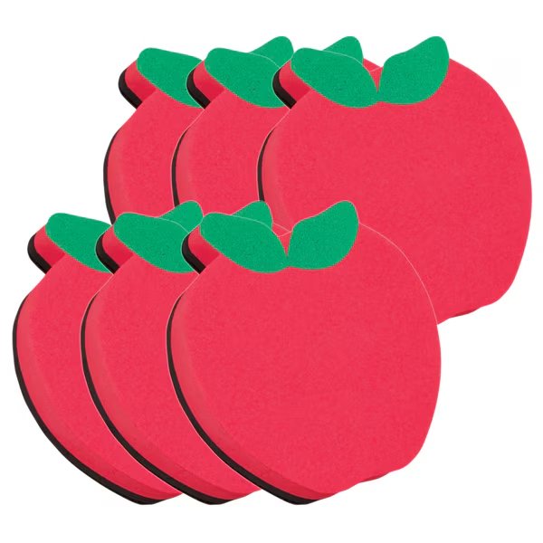 Magnetic Whiteboard Eraser, Apple, PK6, Ashley Productions, Mfr#: 10020
