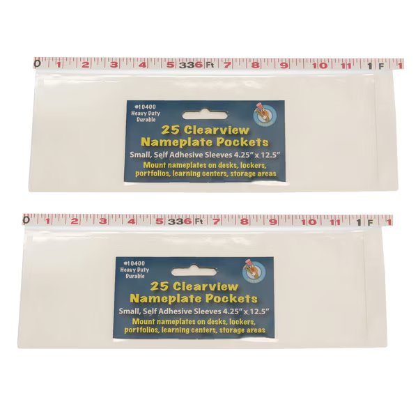 Clear Self-Adhesive Small Name Plate Pocket, 4.25x12.5, PK50, Ashley Productions, Mfr#: 10400