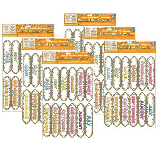 Magnetic Die-Cut Timesavers/Labels, Confetti Months of the Year, PK6, Ashley Productions, Mfr#: 19008