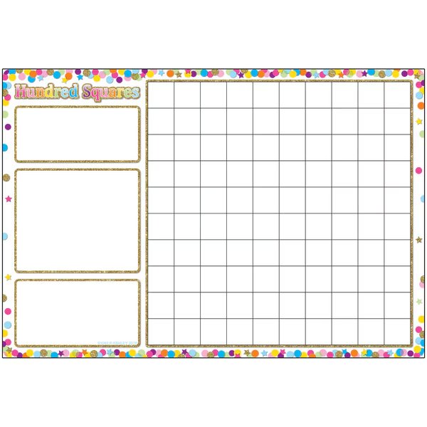 Smart Poly Chart, 13in x 19in, Confetti Hundred Squares, Ashley Productions, Mfr#: 91040
