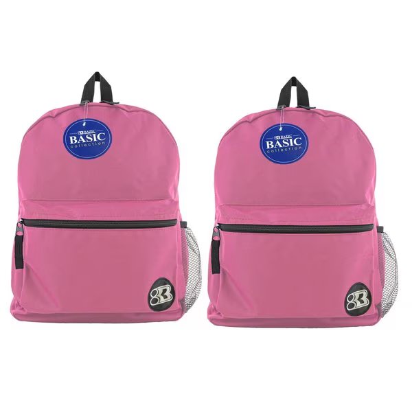 Basic Backpack 16in Fuchsia, PK2, Bazic, Mfr#: 1036