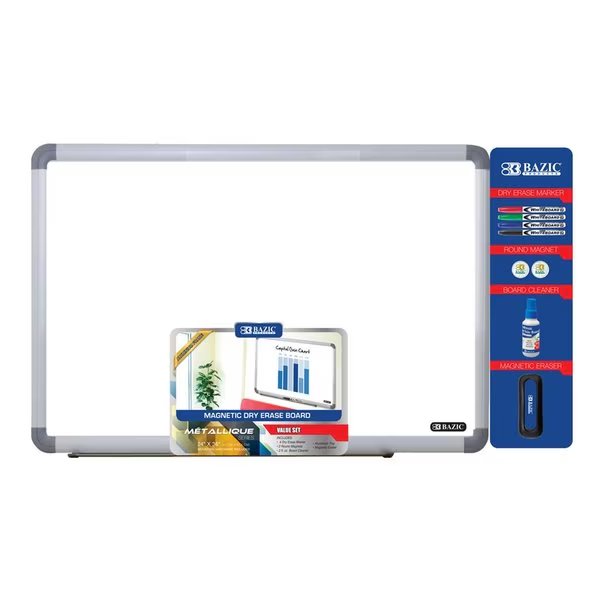 Aluminum Frame Magnetic Dry Erase Board Value Pack, 24" x 36", Bazic, Mfr#: 6050