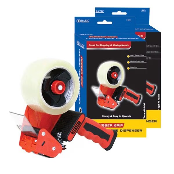 Rubber Grip Premium Comfort Packing Tape Dispenser, PK2, Bazic, Mfr#: 991