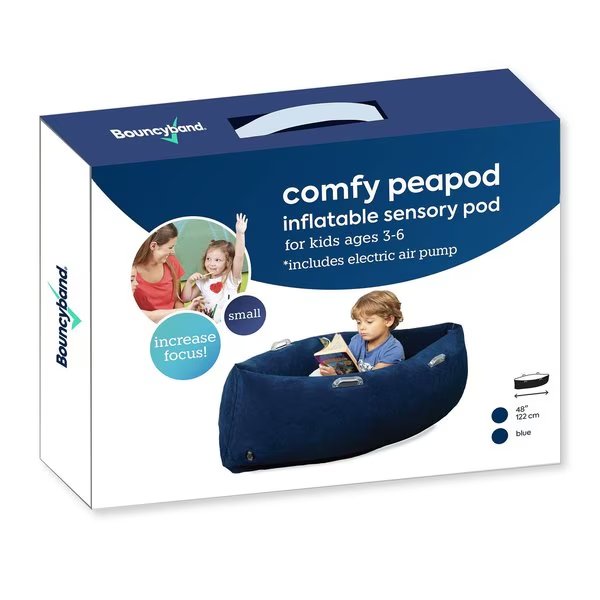 Comfy Peapod Inflatable Sensory Pod, 48in, Ages 3-6, Blue, Bouncybands, Mfr#: PD48BU