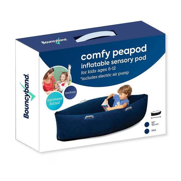 Comfy Peapod Inflatable Sensory Pod, 60in, Ages 6-12, Blue, Bouncybands, Mfr#: PD60BU