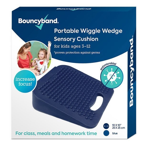 Antimicrobial Wiggle Wedge Sensory Cushion, 10in Square, Bouncybands, Mfr#: WD10BU