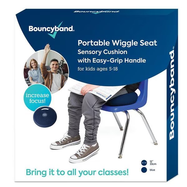 Portable Wiggle Seat Sensory Cushion, Blue, Bouncybands, Mfr#: WSHABU