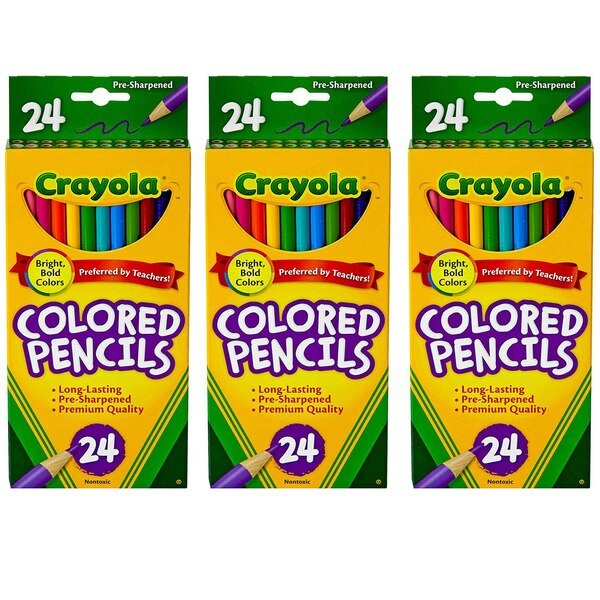 Colored Pencils, PK72, Material: wood, wax, pigment, Crayola, Mfr#: BIN4024
