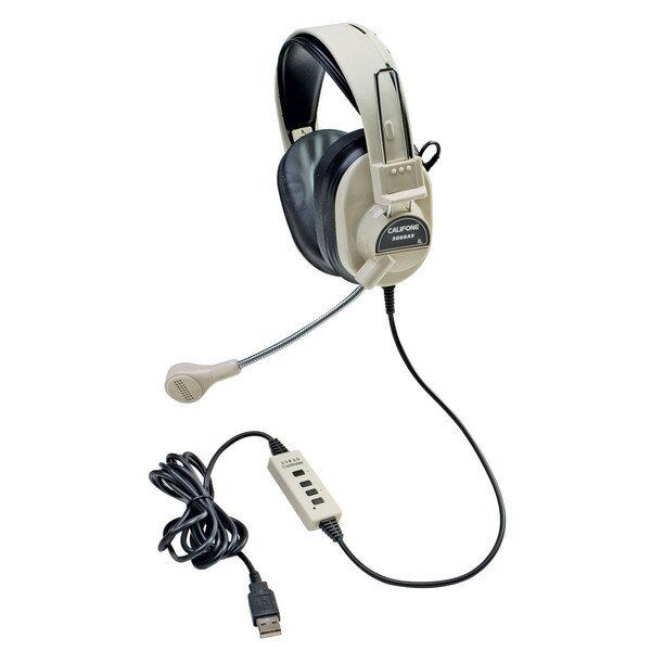 Deluxe Multimedia Stereo Headset with Boom Microphone with USB plug, Califone, Mfr#: 3066USB