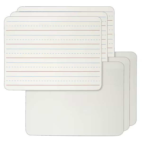 Dry Erase Board, 2-Sided Lined/Pla", 9" x 12", PK6, Charles Leonard, Mfr#: 35120