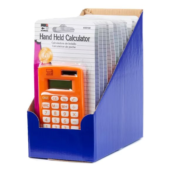 Calculator, Hand Held, 8 Digit, Assorted Colors, PK12, Charles Leonard, Mfr#: 39100ST