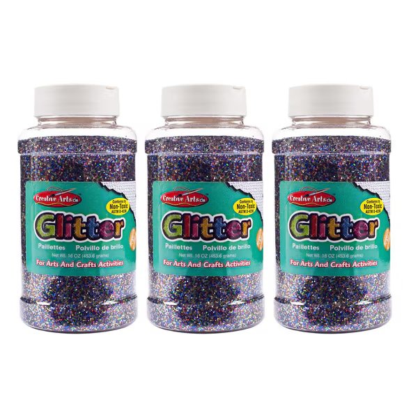 Creative Arts™ Glitter, 1 lb. Bottle, Multi-Color, PK3, Charles Leonard, Mfr#: 41100